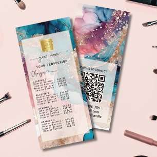 Watercolor Iridescent Blush gold Price List Menu