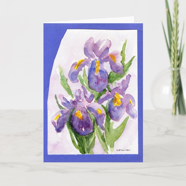 watercolor iris card (Front)