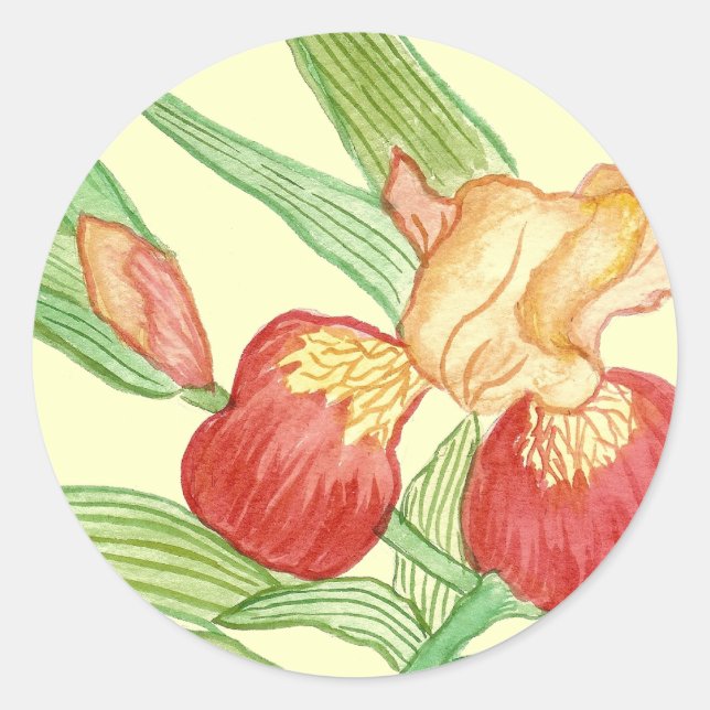 Watercolor iris classic round sticker (Front)