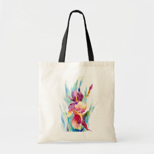 Watercolor Iris Design Tote Bag