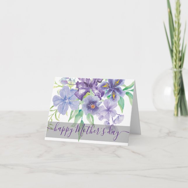 Watercolor iris floral  card (Front)