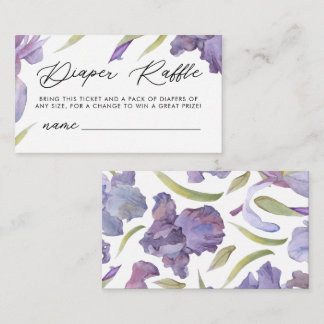 Watercolor Iris Floral Spring Baby Diaper Raffle Enclosure Card