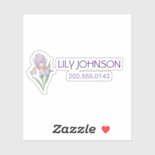 Watercolor Iris Flowers Kids School Name Labels