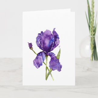 Watercolor Iris Greeting Card ~ Blank Inside
