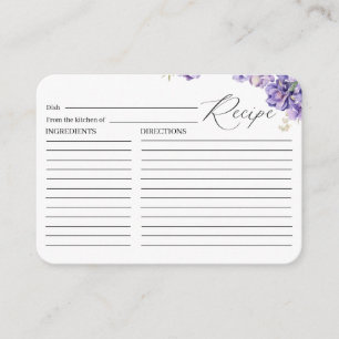 Watercolor Iris Lilac  Recipe cardEnclosure Card