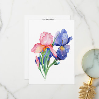 Watercolor Iris Thank You Card. Card