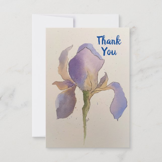 Watercolor Iris Thank you note card (Front)
