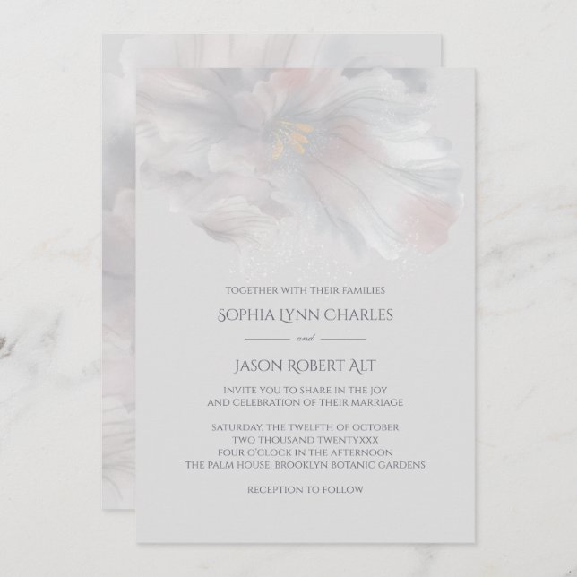 Watercolor Iris Wedding Invitation (Front/Back)