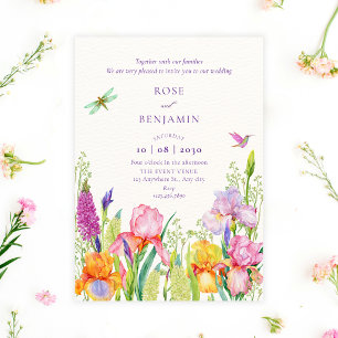 Watercolor irish flowers wedding  invitation