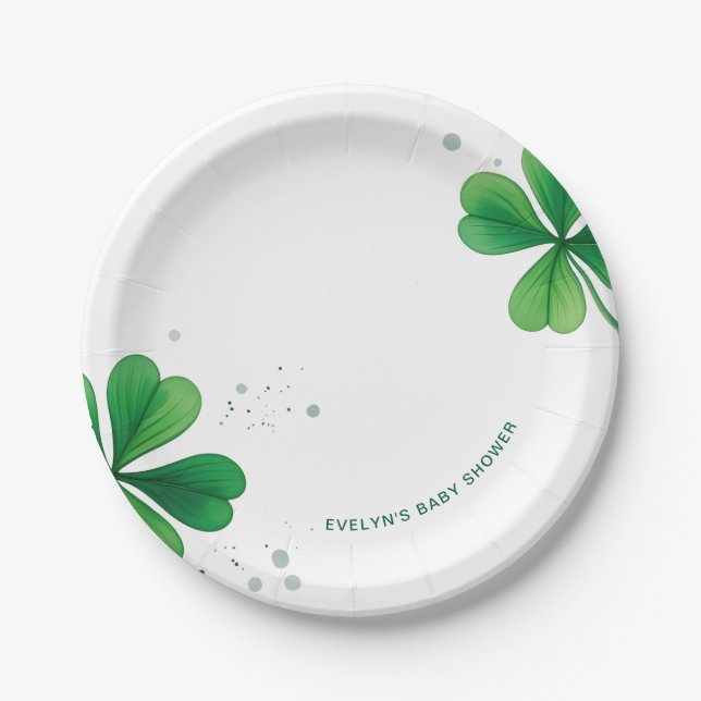 Watercolor Irish St. Patrick's Day Baby Shower Paper Plate (Front)