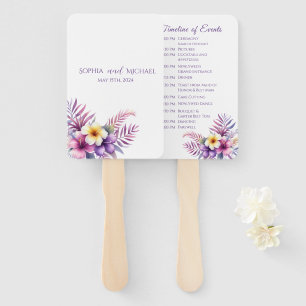 Watercolor Island Romance-Wedding Program Hand Fan