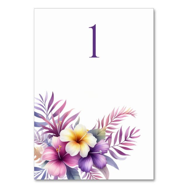 Watercolor Island Romance-Wedding Table Card (Front)