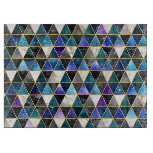 Watercolor Isometric with Gold and Marble Galaxy Cutting Board