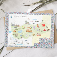 Watercolor Istanbul, Turkey Map