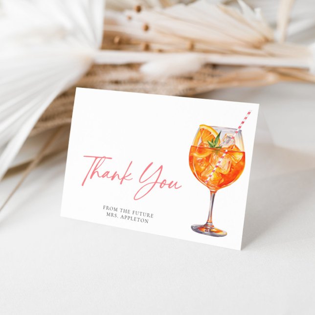 Watercolor Italian Aperol Spritz Bridal Shower Thank You Card (Creator Uploaded)