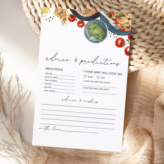 Watercolor Italian Baby Advice Predictions Card (Creator Uploaded)