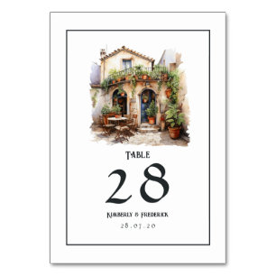Watercolor Italian Destination Wedding Table Number