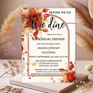 Watercolor Italian Flower Wedding Rehearsal Dinner Invitation