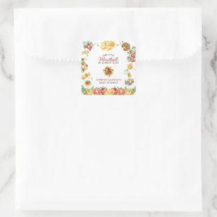Watercolor Italian Food Meatball Baby Shower Square Sticker