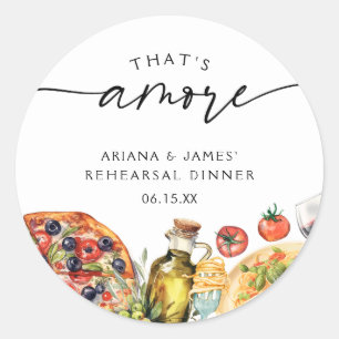 Watercolor Italian Food That's Amore Favour Classic Round Sticker