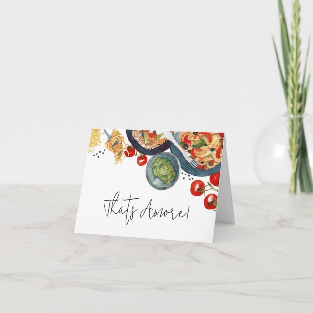 Watercolor Italian Food That's Amore!  Thank You Card (Front)