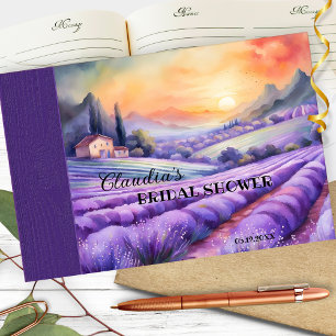 Watercolor Italian Lavender Country Bridal Shower Guest Book