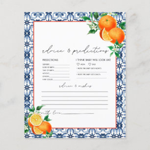 Watercolor Italian Orange Baby Advice Card