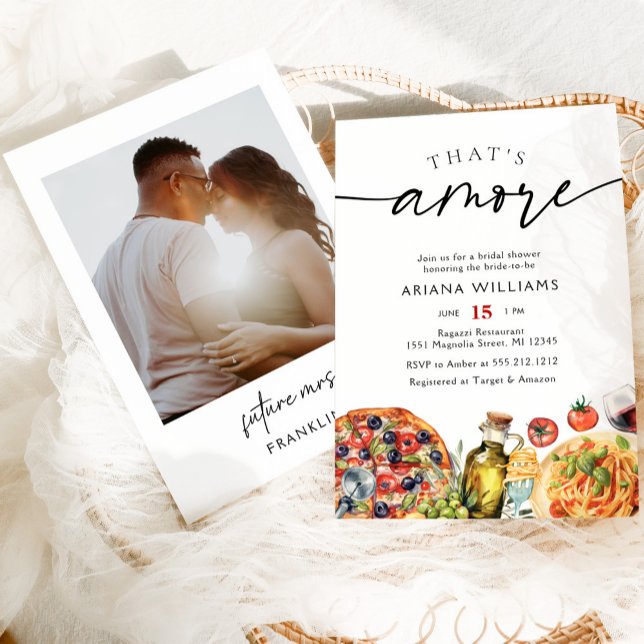 Watercolor Italian Photo Bridal Shower Invitation (Creator Uploaded)