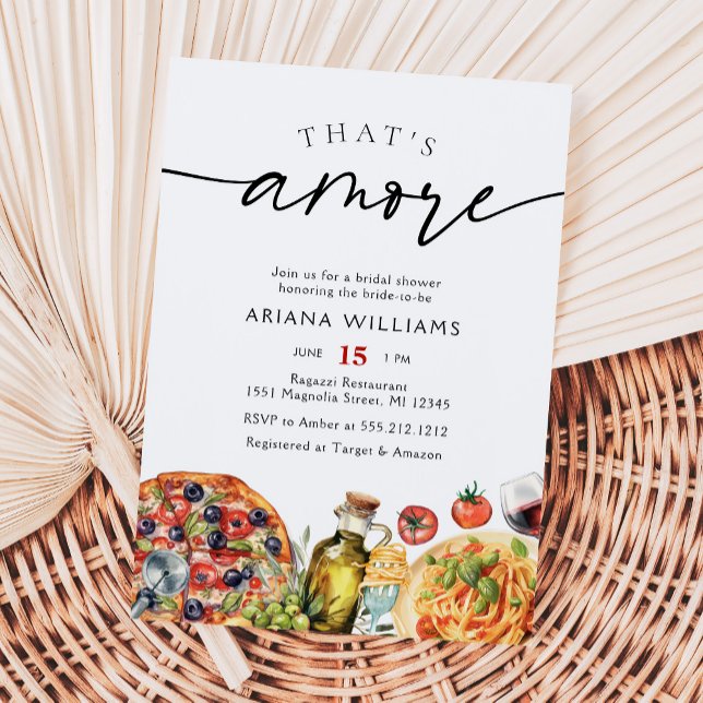 Watercolor Italian That's Amore Bridal Shower Invitation (Creator Uploaded)