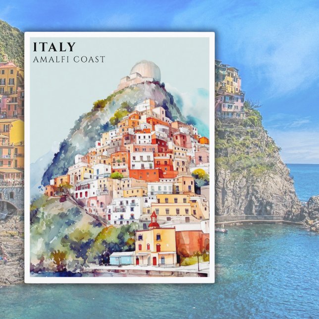 Watercolor Italy Amalfi Coast Travel  Postcard (Creator Uploaded)