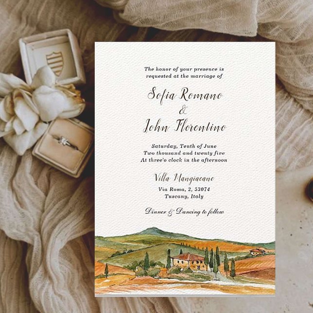Watercolor Italy , Tuscany skyline wedding Invitation (Creator Uploaded)