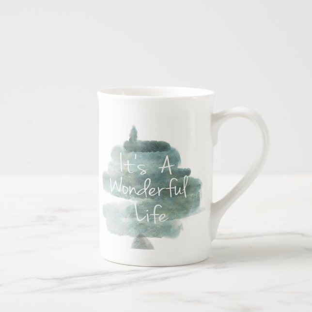 Watercolor It's A Wonderful Life Bone China Mug (Right)