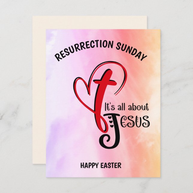 Watercolor IT'S ALL ABOUT JESUS Christian Easter C Card (Front/Back)