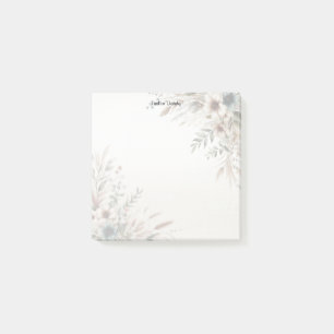 Watercolor Ivory Blue Flowers Post it Notes