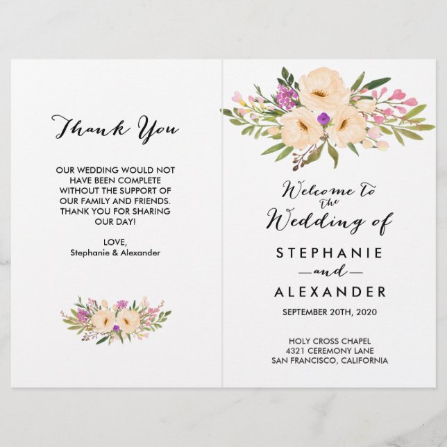 Watercolor Ivory Bouquet Anemones (Front)