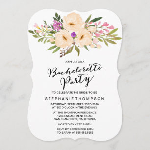 Watercolor Ivory Bouquet Anemones Invitation