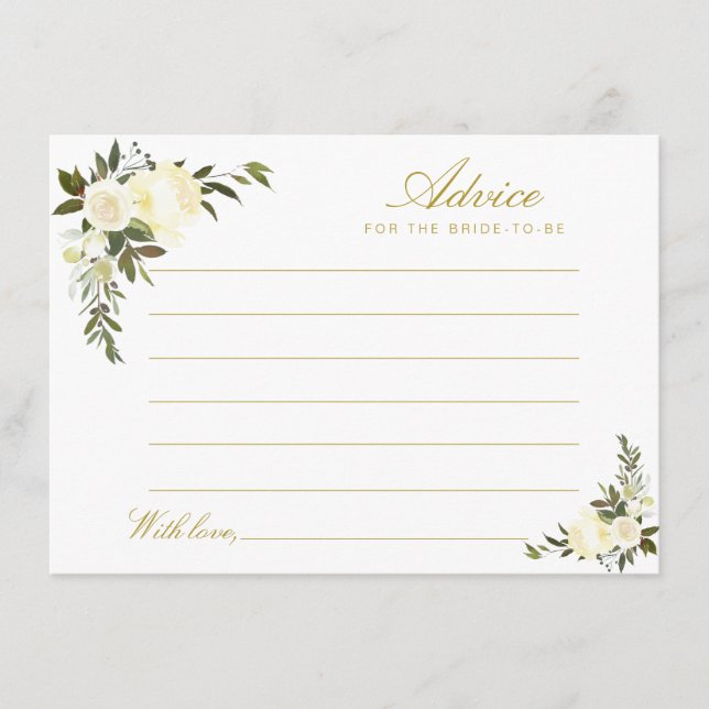 watercolor ivory floral advice card (Front)