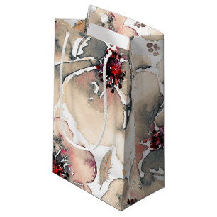 Watercolor Ivory Floral Boho Feathers Wedding Small Gift Bag