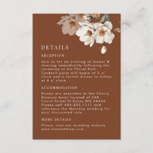 Watercolor Ivory Flowers Wedding Enclosure Card