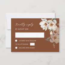 Watercolor Ivory Terracotta Flower RSVP Card