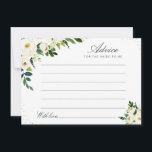 watercolor ivory white floral advice card<br><div class="desc">A simple floral design with beautiful greenery & ivory white watercolor flowers. Feel free to change the colours and text details.</div>