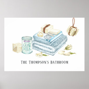 Watercolor Ivory White Soap Bathroom Poster