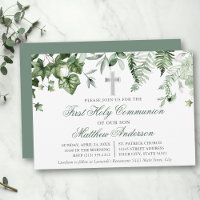 Watercolor Ivy Ferns Sage Green Silver Communion