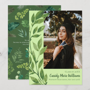 Watercolor Ivy Green Plant Graduation Announcement