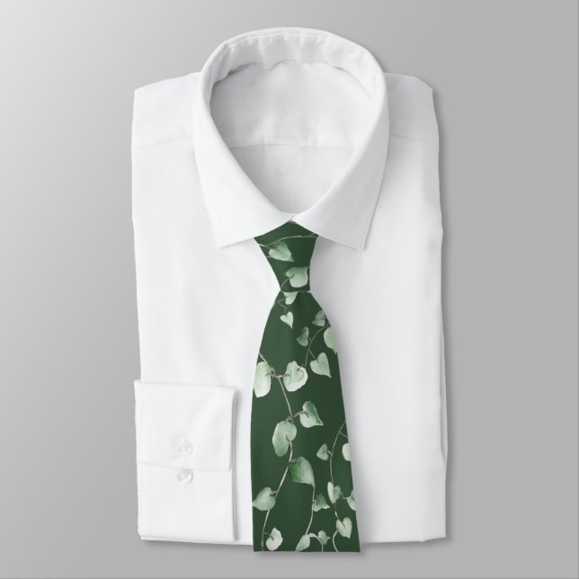 Watercolor ivy on green tie (Tied)