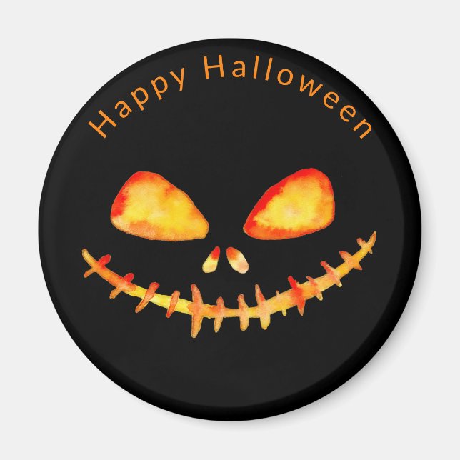 Watercolor Jack O' Lantern Face Halloween  Magnet (Front)