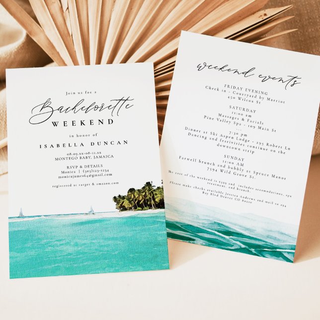 Watercolor Jamaica Skyline Tropical Beach Island Invitation (Creator Uploaded)
