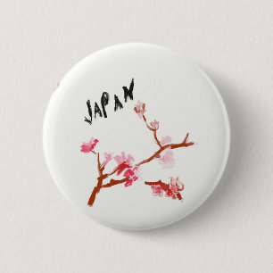 WaterColor Japan Cherry Blossom 6 Cm Round Badge