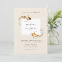 watercolor japanese koi fish wedding invitation