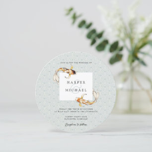 watercolor Japanese koi fish wedding invitation